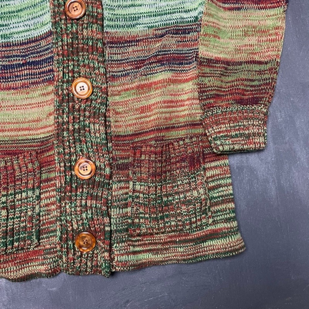 Vintage Cardigan Sweater S Multi-Color‎ 70s Excellent Space Dye Fashion Import - Picture 3 of 9